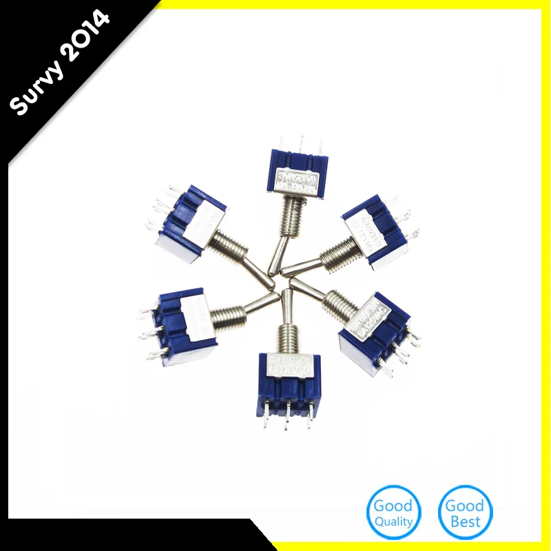 

6pcs/lot Mini MTS-203 6Pin 3 Position G104 ON-OFF-ON 6A 125V Toggle Switches