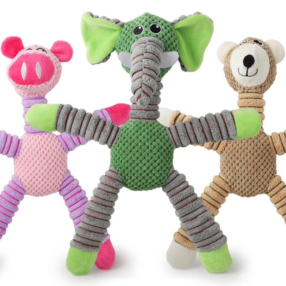 

ISHOWTIENDA Funny Animal Shape Pet Puppy Dog Toys Soft Plush Sound Squeaky Chew Toy Gifts