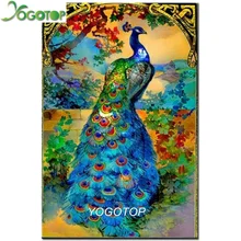 Yogotop 5D DIY Алмазная вышивка полная Алмазная вышивка крестиком домашний декор Павлин животное на заказ QA670