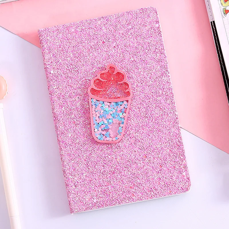 Красочные Блестки мороженое девушка блокнот набор дневник книги милые школьные канцелярские принадлежности - Цвет: Pink Glitter