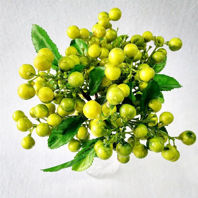 Искусственный реалистичный ягоды поддельные миниатюрные ягоды моделирование декоративное фруктовые Растения Орнамент красочный цветок - Цвет: Зеленый