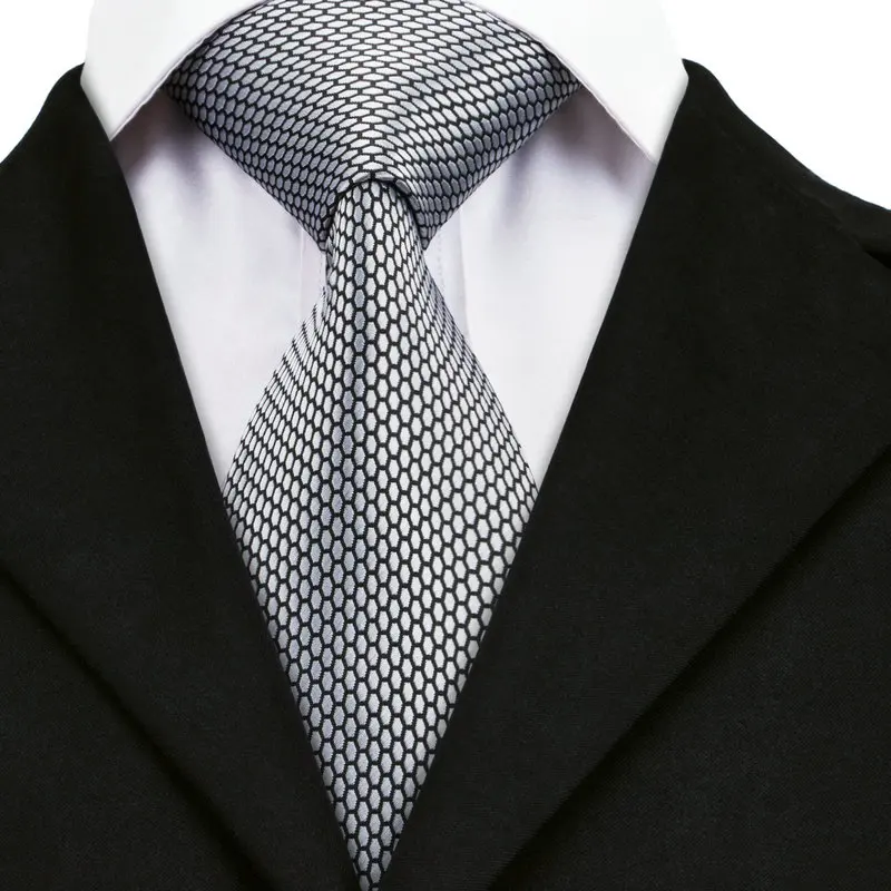 Classic Mens Tie Grey Novelty Silk Necktie Jacquard Woven Set Hi Tie SN-1536