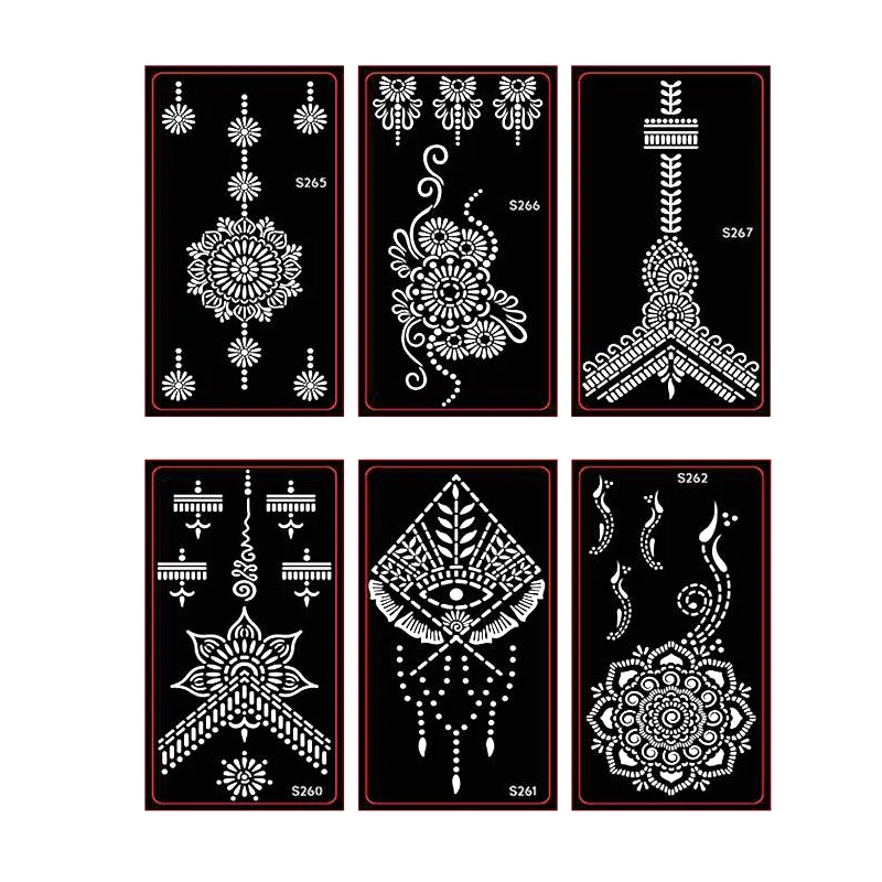 

3pcs Mehndi Henna Hand Stencils Women Body Paint Face Art Airbrush Henna Tattoo Templates Stencil for Painting DIY Indian Style