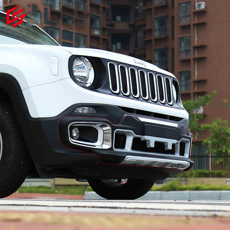 Подходит для Jeep Renegade- Передний+ задний бампер диффузор бамперы защита для губ противоскользящая пластина ABS Хромированная 2PES