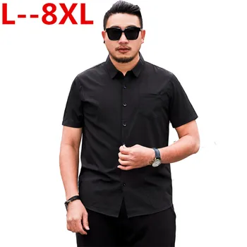 

8XL 6XL 5XL Men's Pure Cotton Shirt Slim Fit Fashion Short Sleeve Casual Business Shirts Men Dress Shirts High Quality Camisas