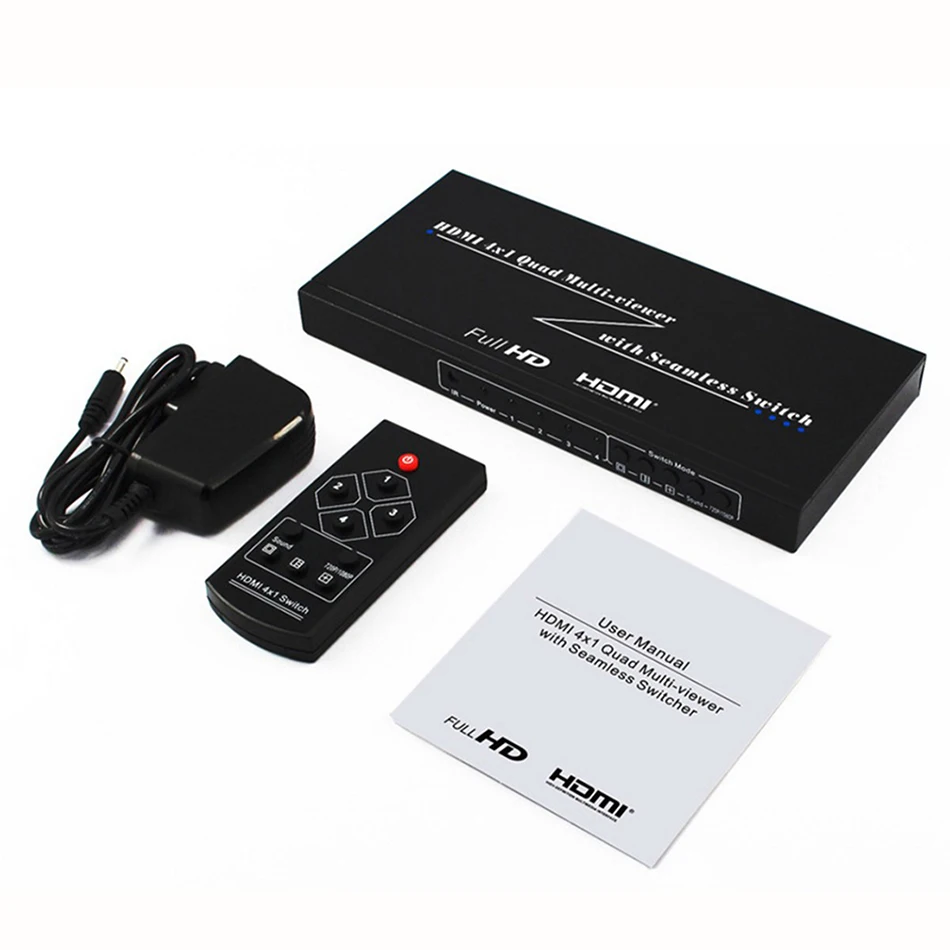 HDMI Multiviewer 4X1 Quad Multi-Viewer Splitter с бесшовным переключателем ИК-управления выходным разрешением до 1080 p