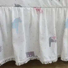 Детская кроватка Юбка Пыль рюшами для маленькие девочки и мальчики постельные принадлежности наборы(Единорог