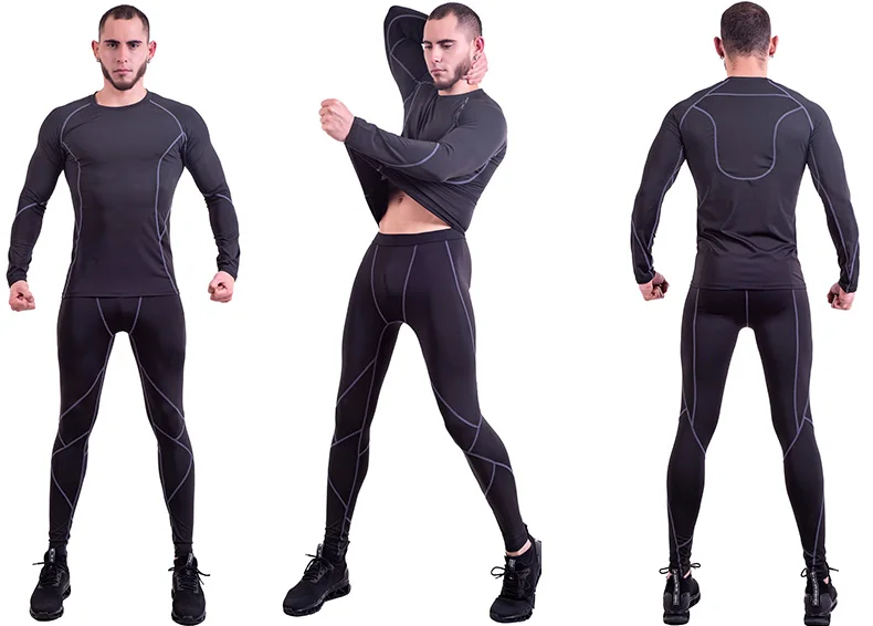 Men Rashguard Sportswear Male Long Sleeve Gym T Shirt Suits MMA Rashguard Fitness Running Shirt Crossfit Bodybuilding Men Shorts Mma (12)
