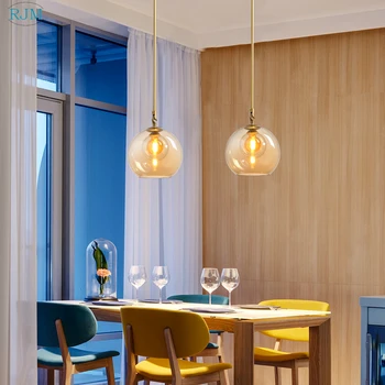 

Nordic Modern Simple Creative Pendant Lamps Personality Glass Ball Pendant Lights Bedroom Living Room Restaurant Cafe Bar Lights