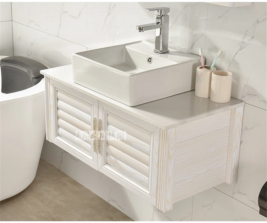 Небольшая настенная комната алюминиевый шкаф Санузел керамическая раковина Шкаф комбинированный шкаф для хранения принадлежностей в ванной комнате мраморная столешница