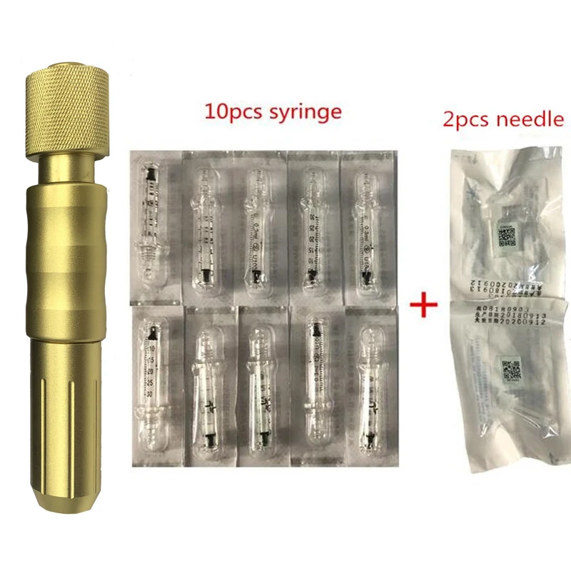 

gold 0.3ml Hyaluronic Injection Pen Massage Atomizer Pen Kit High Pressure Acid Micro Guns Anti Wrinkle Water Syringe Needle