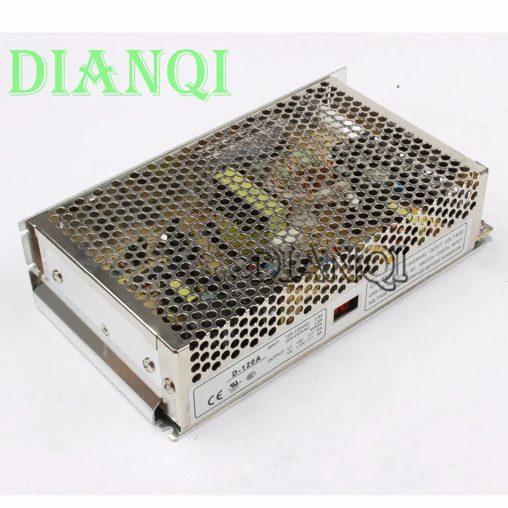 

DIANQI dual output power supply 120w 5V 12V 12A,5A,6A,4A,5A,2.5A power suply D-120A ac dc converter good quality
