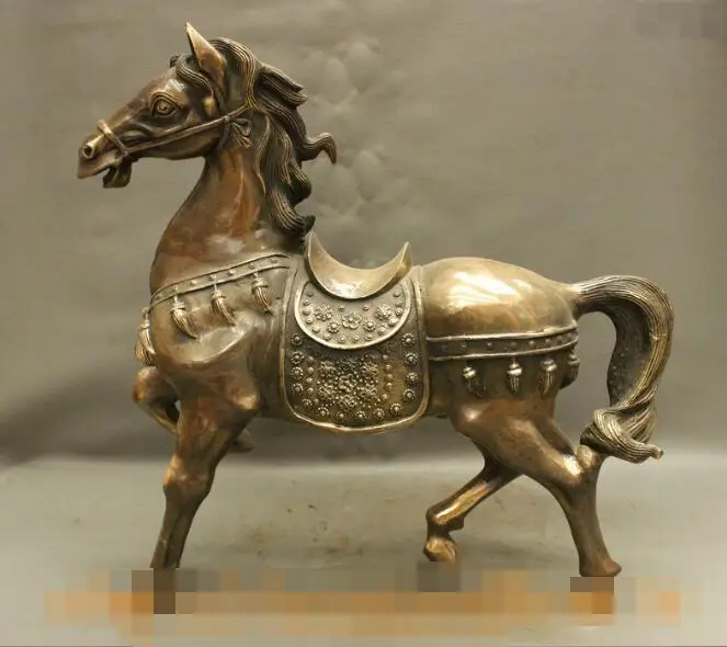 

song voge gem S7077 18" Chinese Bronze Are Technics Year Zodiac Horse Strong Battle Steed Statue