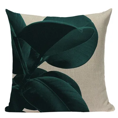 Наволочка для подушки с изображением растений, тропические джунгли, зеленые листья, декоративные подушки для домашнего дивана, квадратные льняные подушки с принтом, 45 см x 45 см - Цвет: 2