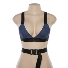 1 шт., женский сексуальный жилет с глубоким v-образным вырезом, джинсовый короткий кросс-жилет для девочек, летнее однотонное поступление