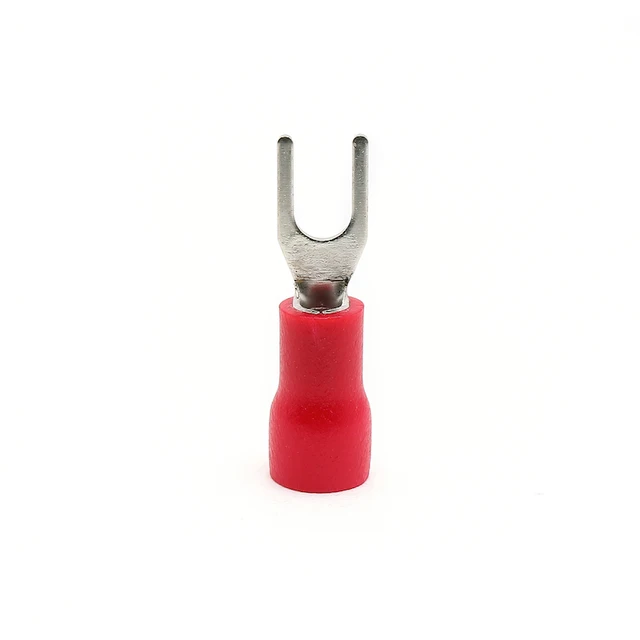 Details about / 50Pcs SV5.5-4S Insulated Fork Electrical Crimp Terminal 12-10AWG Red