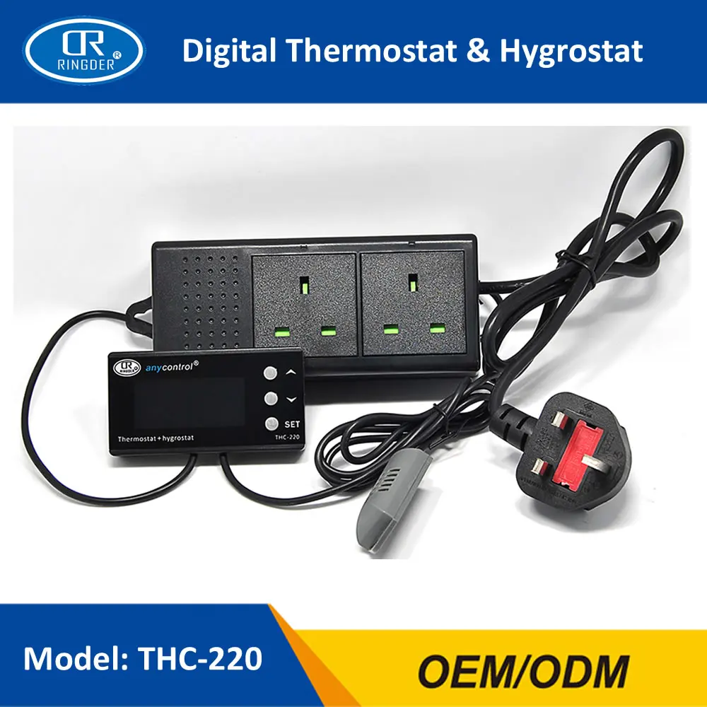Цифровой регулятор температуры и влажности RINGDER THC 220 гигротермостат термостат