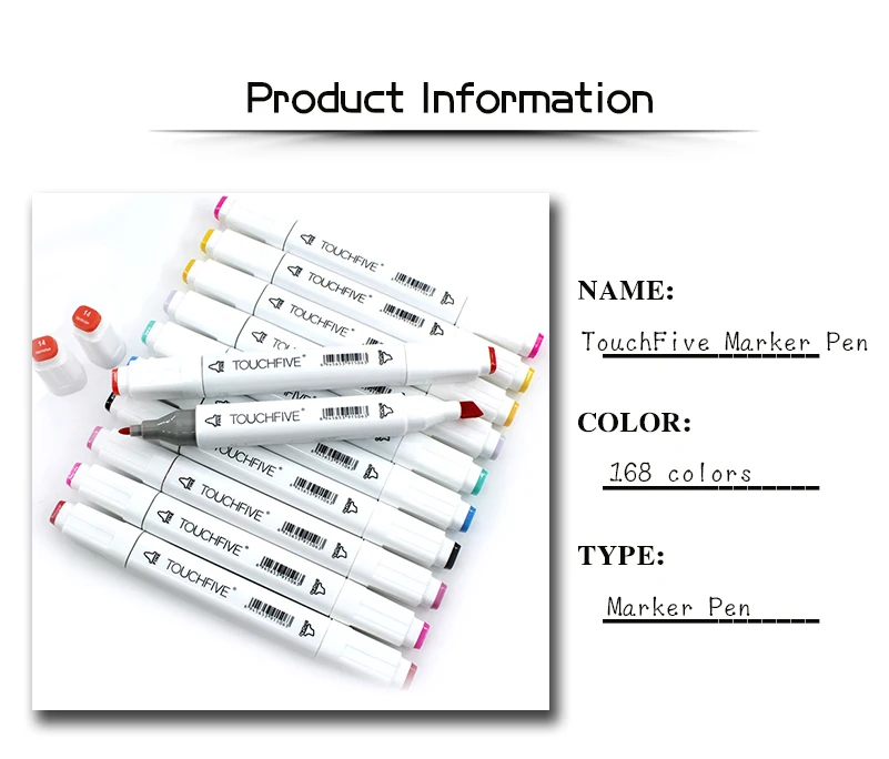 TouchFive маркер 40/60/80/168 Цвета Ручка Кисть алкогольных жирной чернила на водной основе художественный маркер для манга двойной головой эскиз Маркеры Ручка