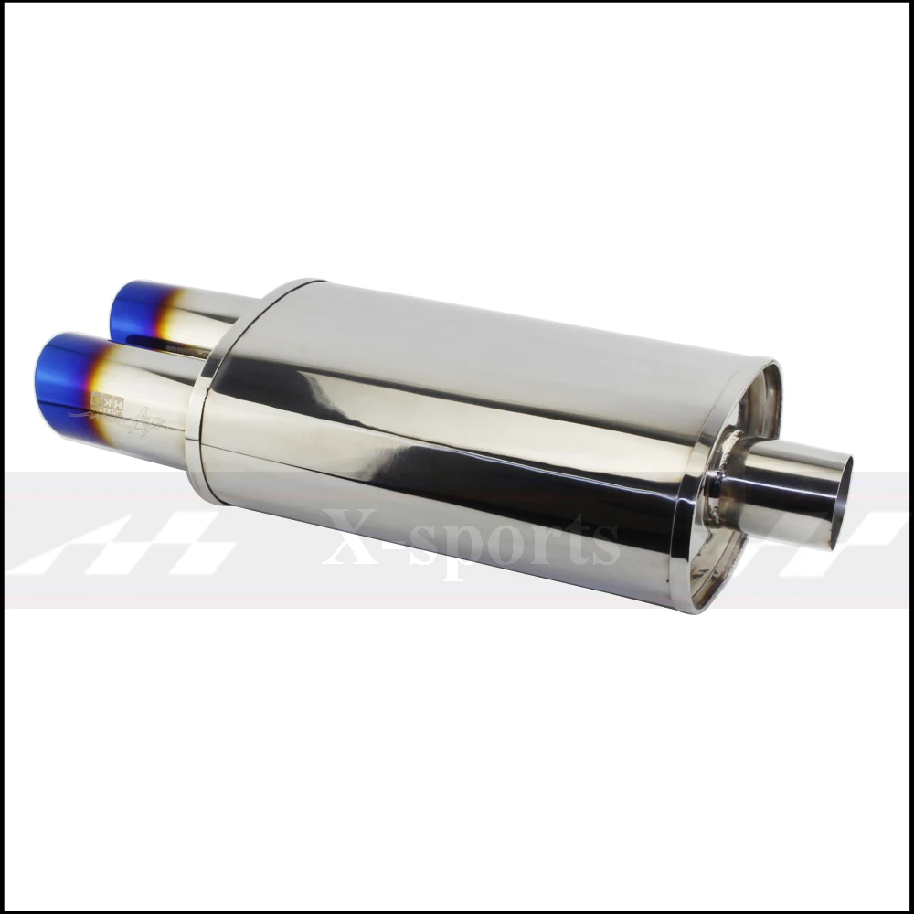 Skup Akcesoria samochodowe układy wydechowe tłumik do rury polerowany uniwersalny stal nierdzewna spalony niebieski srebrny tłumik podwójny eksport 63mm