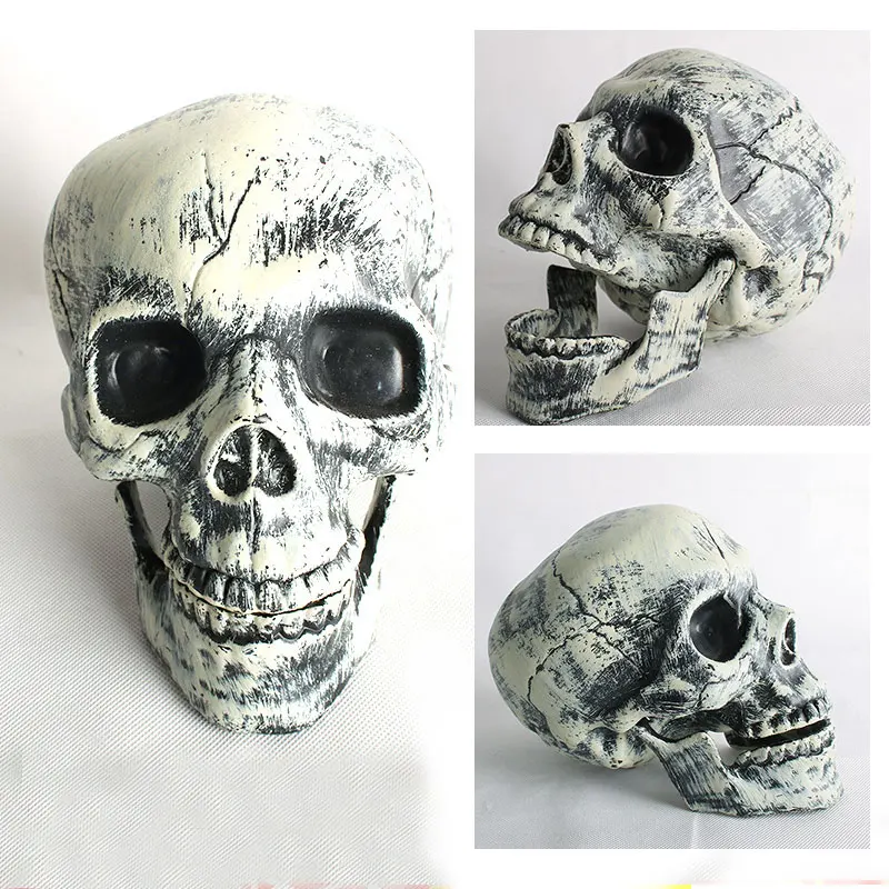 

Movable skull Halloween haunted house decorated with terror ornaments resin simulation skull model site props stress toy