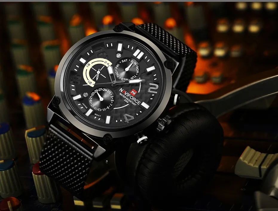 2019 NAVIFORCE Luxury Brand Men's Analog Quartz 24 Hour Date Watches Man 3ATM Waterproof Clock Men Sport Full Steel Wrist Watch