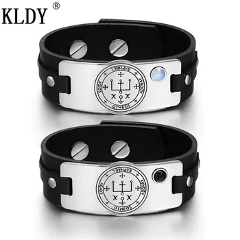 

KLDY Love Couples Blue Simulated Cats Eye Simulated Onyx Black Leather Tag Bracelets Best Gift for Friend and lover High Quality