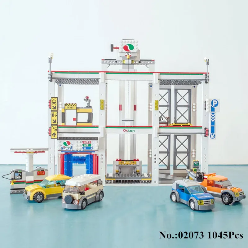 

H&HXY IN STOCK 02073 Genuine 1045Pcs Assemblage City Series The City Garage Set Building Block Bricks Lepin DIY Toy As Boy Gift