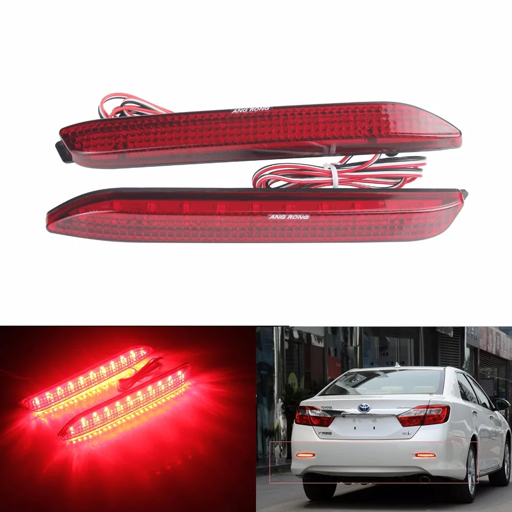 ANGRONG 2x Red LED Rear Bumper Reflector Brake Reverse Light For Toyota