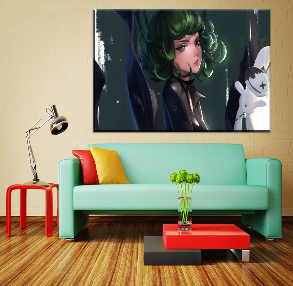 Картина на холсте Настенный декор рамка 3 шт. аниме One Punch Man Tatsumaki модульные