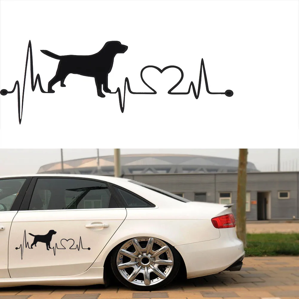17,8*7,8 см креативный сердцебиение любовь стикер на машину с собакой Автомобильные украшения поливинилхлорид водонепроницаемый стикер окна