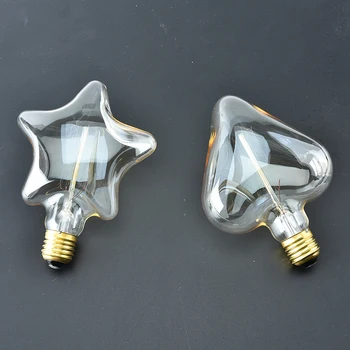 

E27 40W Star Heart Shape Classical Vintage Retro Light Bulb Filament Vintage Edison Bulb AC 220V Warm White Incandescent Bulb
