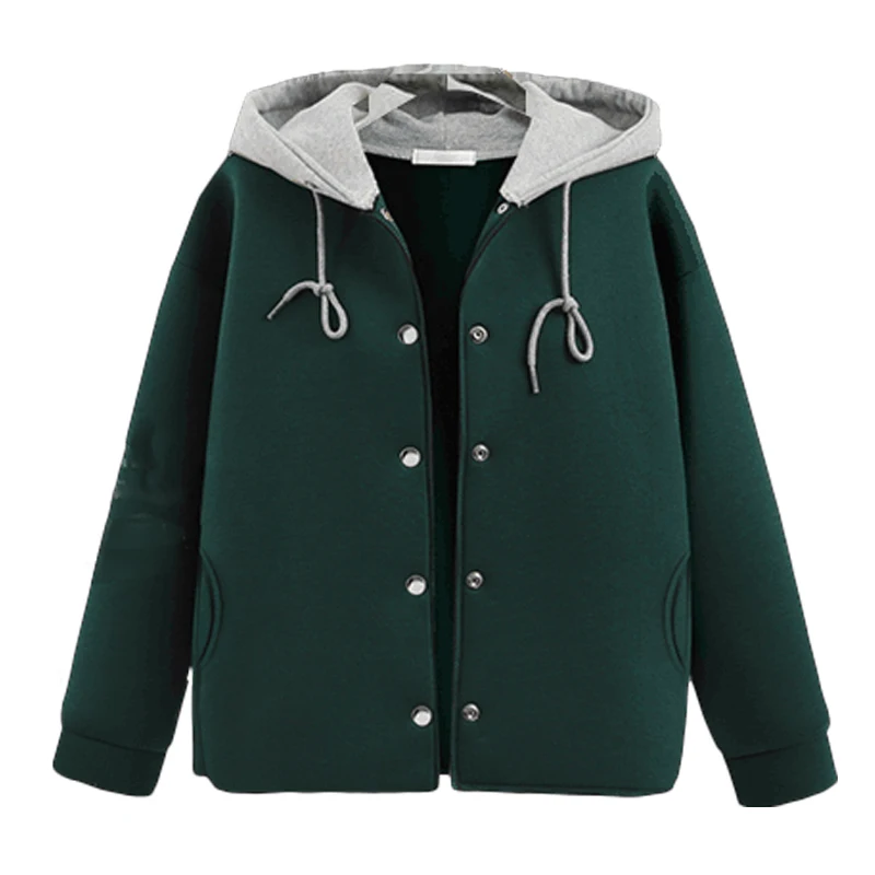 Hot Spring Autumn Women Jackets Vestidos Plus Size Casual Loose Solid Single Breasted Space cotton Hooded Jacket For Women Coats (8)