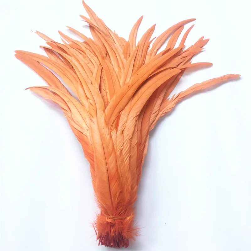 Черный бант из ленты в виде петушиного хвоста перо 40-45 см/16-1" Длинные петушиные перья для рукоделия Свадебные Перья украшения DIY карнавальные плащи - Цвет: Orange