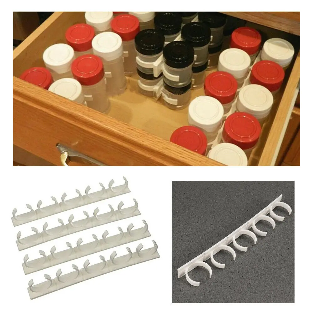 4Pcs Spice Rack Holder Plastic Wall Storage Kitchen Organizer Rack Door Hooks