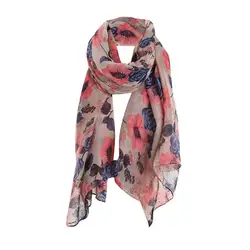Для женщин шарф шелк мягкий длинный широкий шарф дамы с цветочным принтом кружевной узор длинными Теплый шарф платок шифон шаль шарфы L2