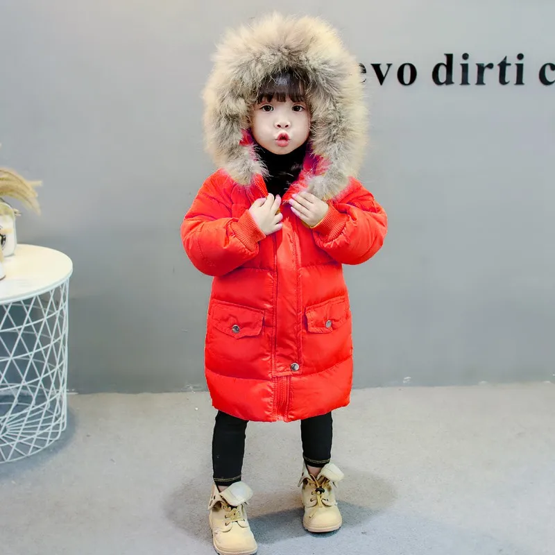COOTELILI Long Parka Girl Winter Coat For Boys Real Raccoon Fur Hooded Winter Kids Jacket Boys Baby Girl Clothes Winter  (32)
