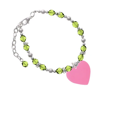 Acrylic 1 Hot Pink Heart Lime Green Beaded Bracelet