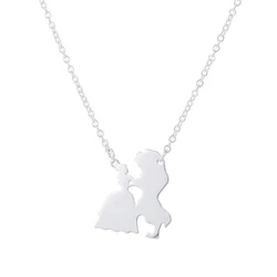 Elegant Beauty and the Beast Inspired Pendant Necklace for Women - Romantic Jewelry Gift (Silver Plated)