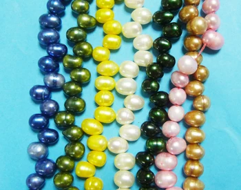 

DF-125-16# 7PCS Mixed color DANCING TEARDROP FRESHWATER PEARL BEADS 8-9MM 15"