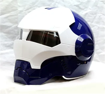 

MASEI 610 IRONMAN motorcycle helmet Blue&White Casque motocross half helmet Personality open face helmet Trend Cycle Race helmet