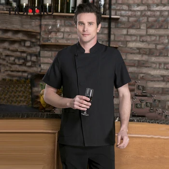 

Linen Short Sleeved Kitchen Jacket Chinese Restaurant Hotel Chef Waiter Workwear Uniform Cook Clothing Food Service Chef Jackets