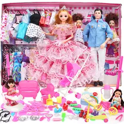 Высокое качество Кукла Барби комплект принцессы на свадьбу куклы притворяться, Играть одеваются Игры Аксессуары Девушки изысканный