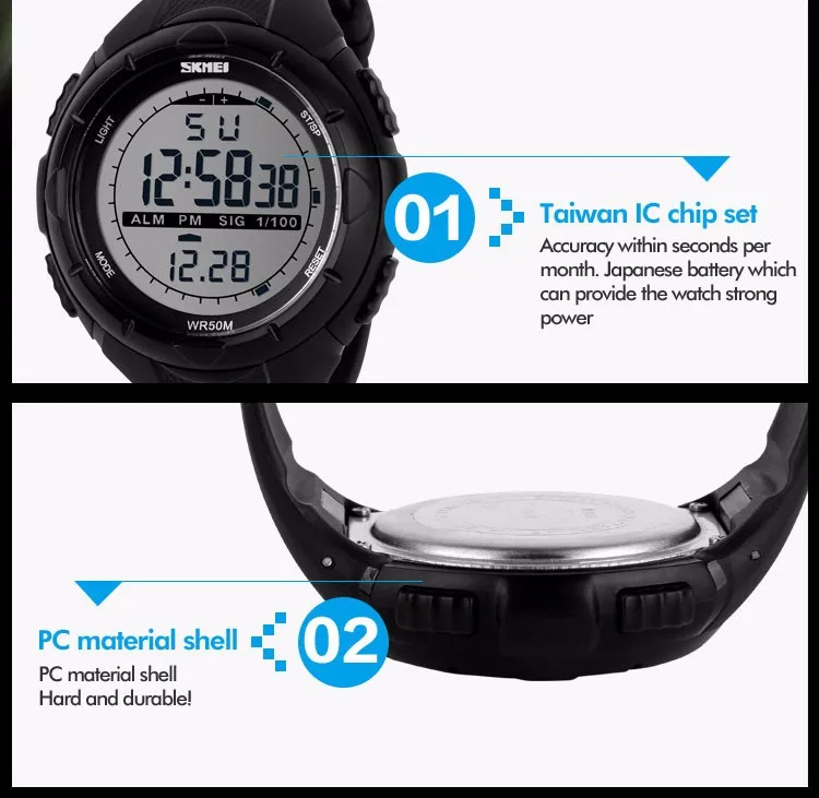 SKMEI Роскошные Брендовые мужские цифровые светодиодные спортивные часы для плавания модные повседневные военные наручные часы с резиновым ремешком relogio masculino