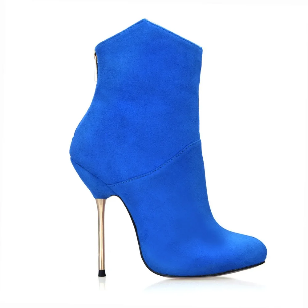 

Botas Mujer Invierno 2018 Fashion Stiletto Heeled Boot Metal High Heels autumn winter Ankle Boots Woman PU Suede Leather Booties