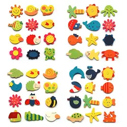 12 шт./лот красочные деревянные животных мультфильм холодильник наклейки детские игрушки магнит на холодильник для детей, детские игрушки