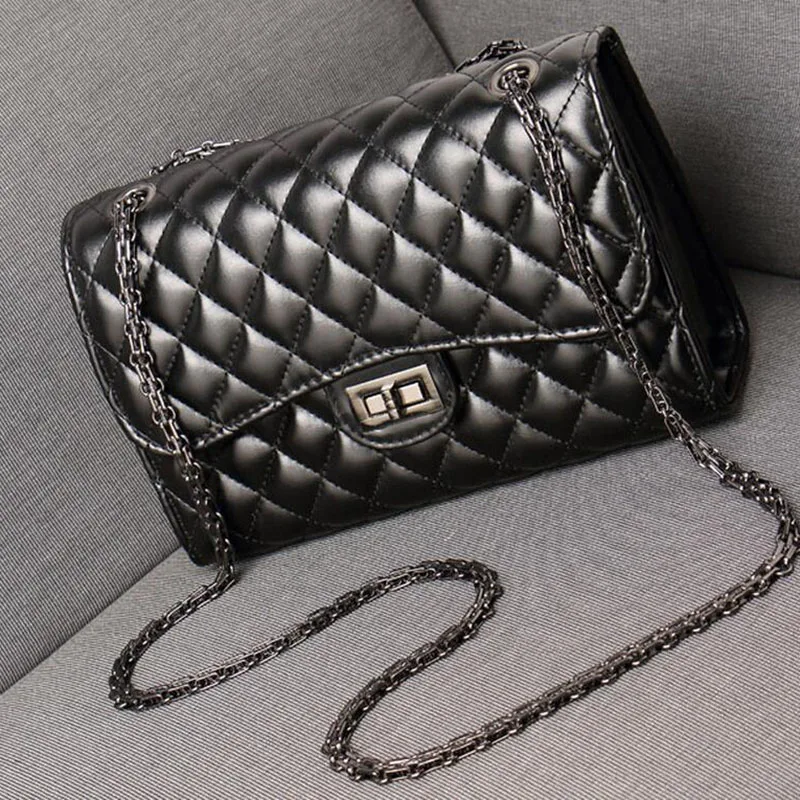 2018 Black Women Shoulder Bags Female Party Crossbody Chain Bag Plaid Handbag Quilted Sac A Main Femme Women Leather Handbags