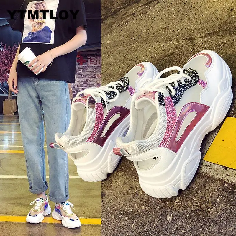 

2019 Women Shoes Autumn White Shoes Sneakers Women Fashion Brand Retro Platform Shoes Ladies Footwear Breathable Mesh Sneakers