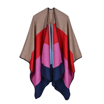 

Autumn Winter Women Poncho Sweater Oversized Knitted Stripe Star Cloak Shawl Loose Outwear Coat Cape Cardigan pashmina scarves