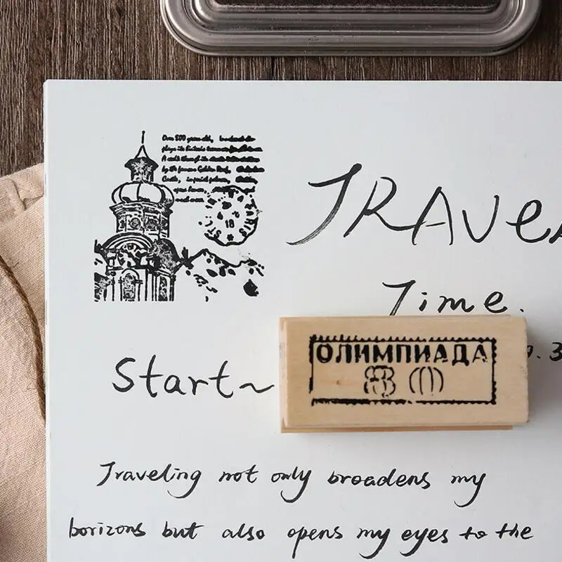 

Vintage Univeral Travel Map Castle Manor Wooden Rubber Stamp for DIY Scrapbook DIY Photo Album Cards