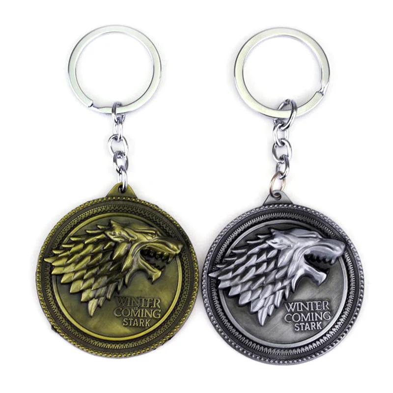 

Game Of Thrones Keychain Song Of Ice and Fire Key Rings Daenerys Wolf Head Targaryen Dragon Keyring Stark Key Chain Jewelry
